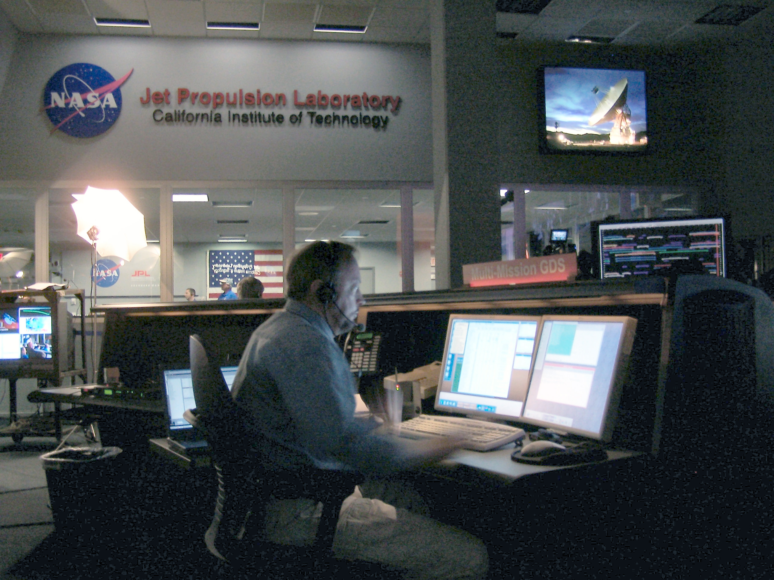 Terry Himes works on his computer console at NASA's Jet Propulsion Lab. Courtesy of Terry Himes.