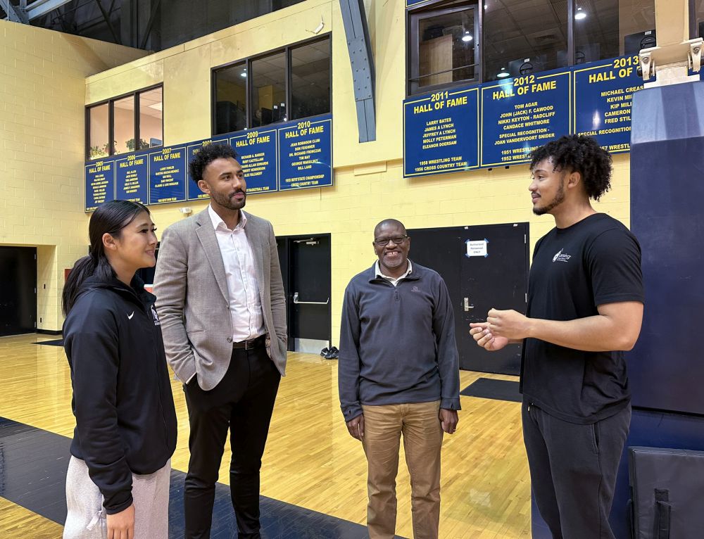 MSU student researchers working with Lansing Public School coaches and trainers.