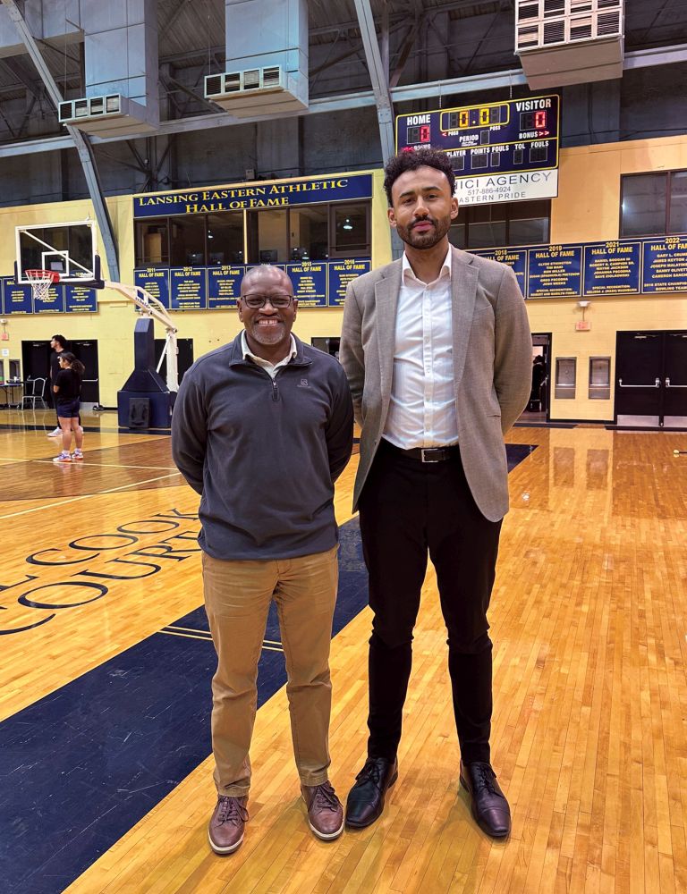 Leps Malete, an associate professor of kinesiology at MSU, and Jon Horford, founder of the Lansing Youth Development Program