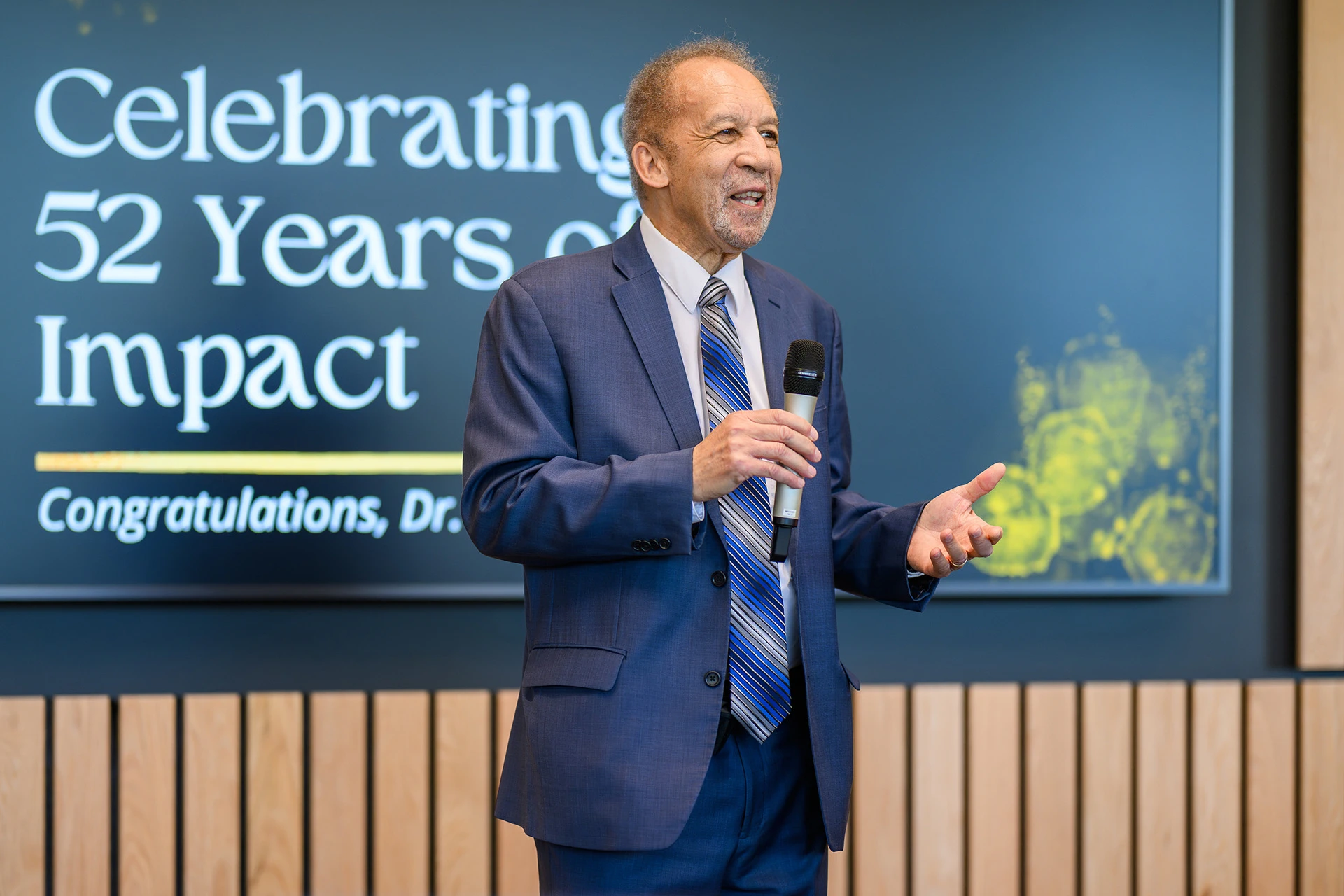 Lee June speaking at his retirement celebration